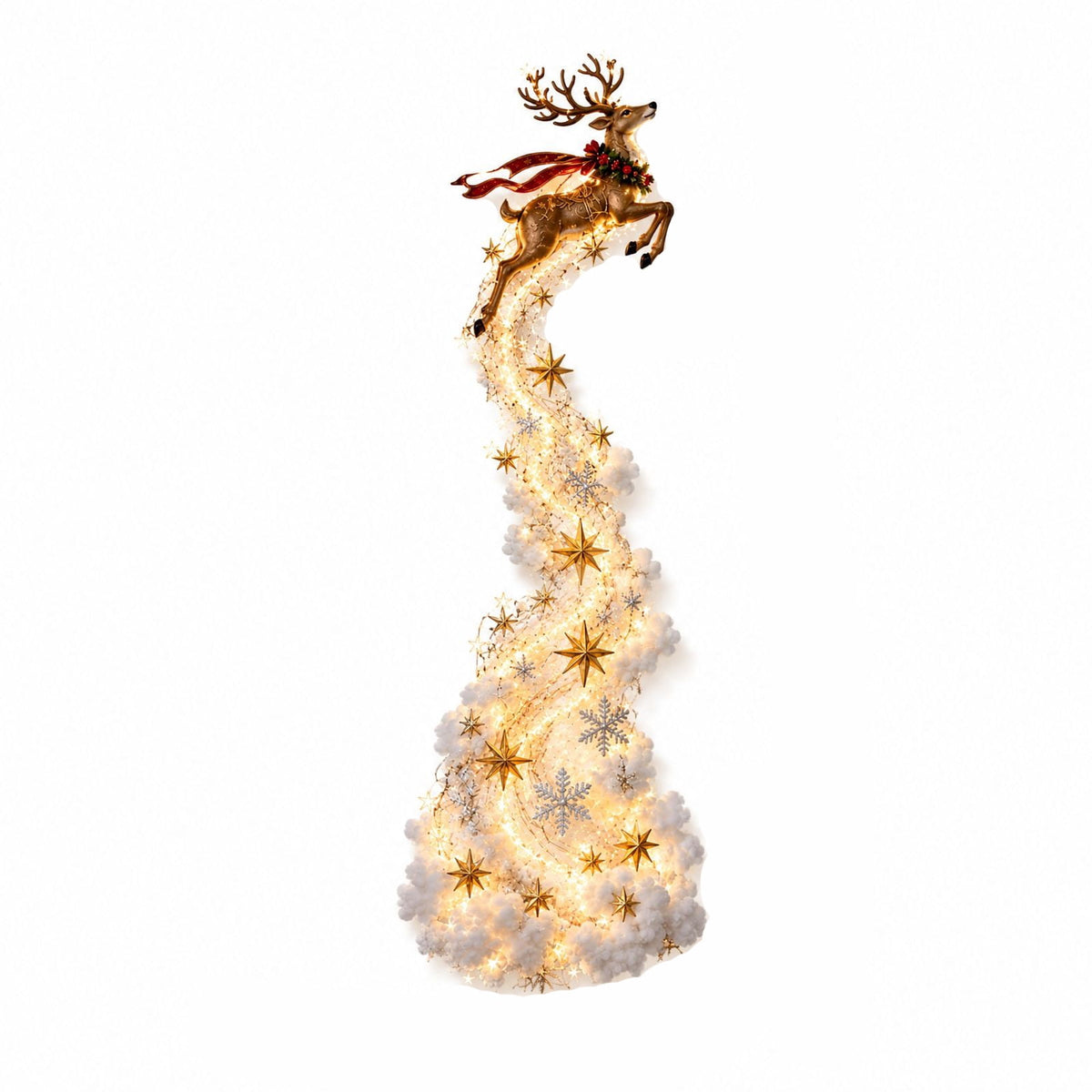 Christmas Staircase Banister Decor Set of 5 Lighted Santa Snow Scene Garland for Stair Railing Indoor Seasonal Home Ornament