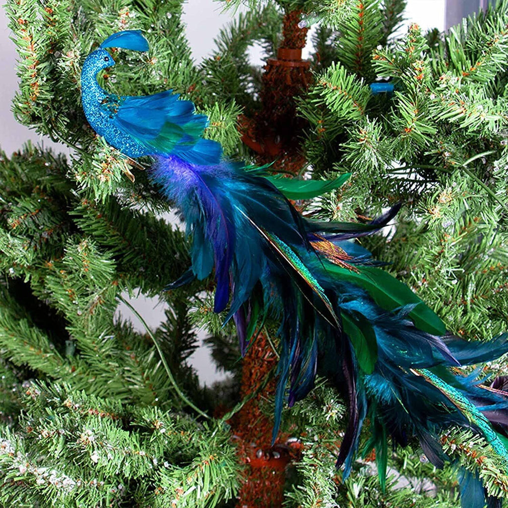 19 Inch Peacock Christmas Decorations Artificial Peacock Christmas Ornaments for Christmas Tree Christmas Natural Peacock Feather Decorations for Christmas Tree 10PCS