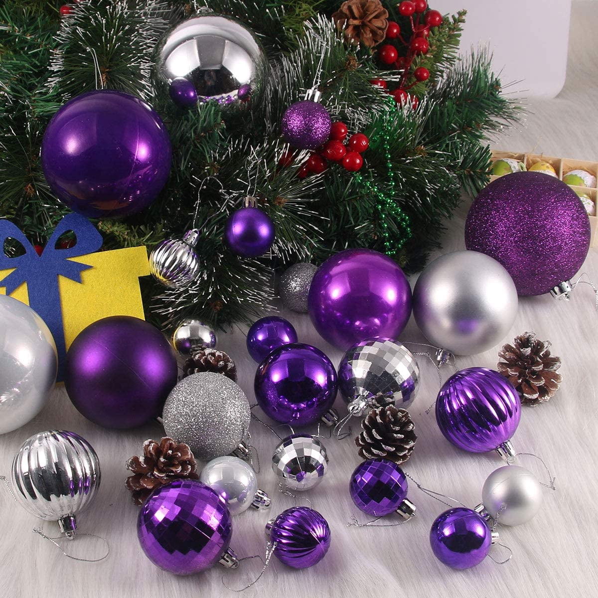 500Pcs Christmas Balls Ornaments for Christmas Tree Shatterproof Xmas Decors Hanging Ball Decorations