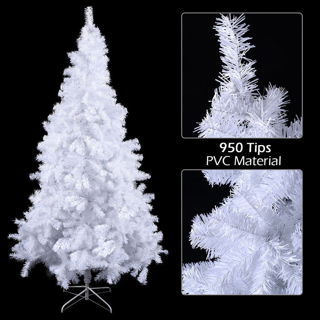 Costway 8Ft Artificial Xmas Tree Stand Christmas Decoration White