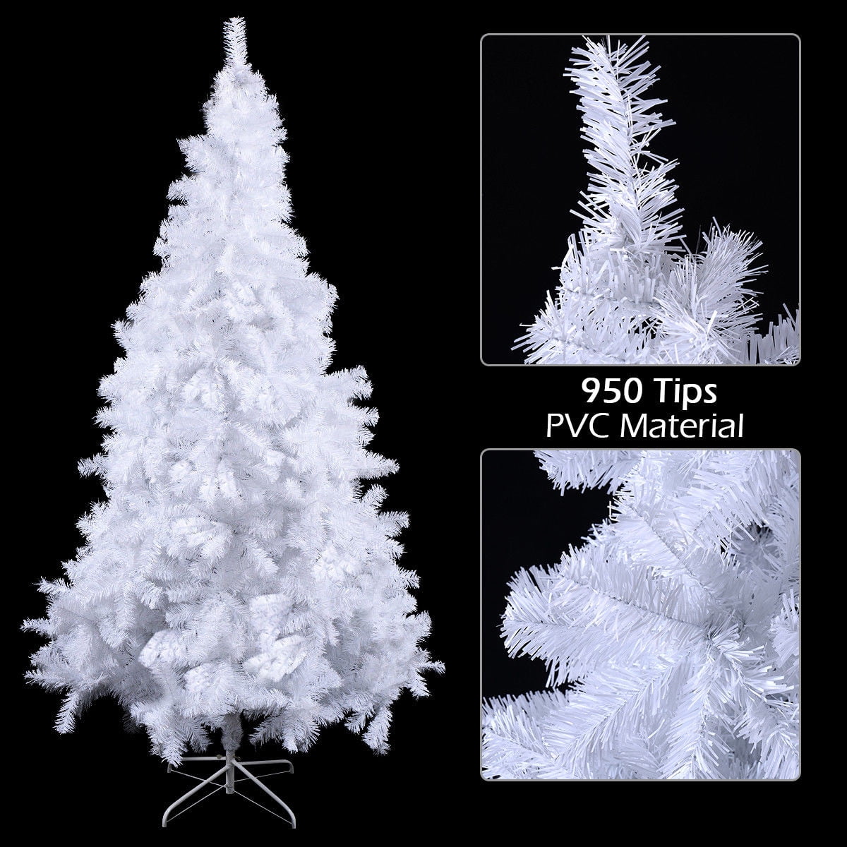 Costway 8Ft Artificial Xmas Tree Stand Christmas Decoration White