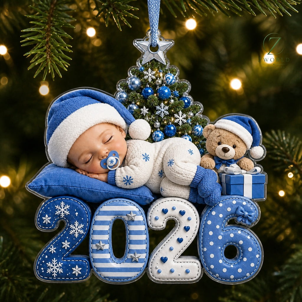 First Christmas Acrylic Ornament 2026 Blue Snowflake Keepsake
