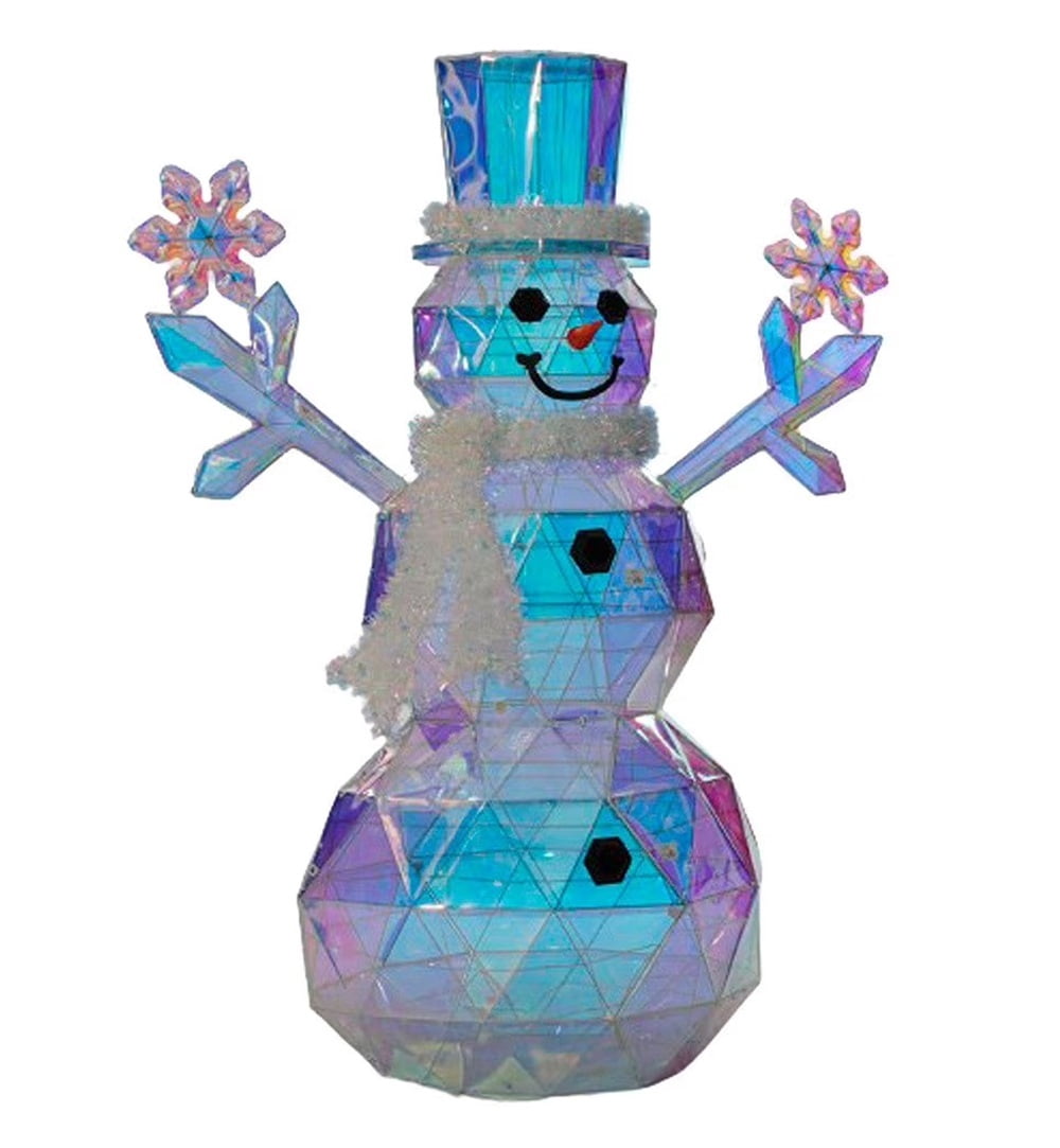 6-Foot Pre-Lit Prismatic Snowman with Colorful Lights Christmas Holiday Decoration
