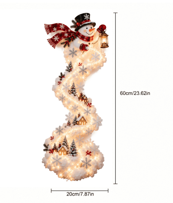 Christmas Staircase Banister Decor Set of 5 Lighted Santa Snow Scene Garland for Stair Railing Indoor Seasonal Home Ornament