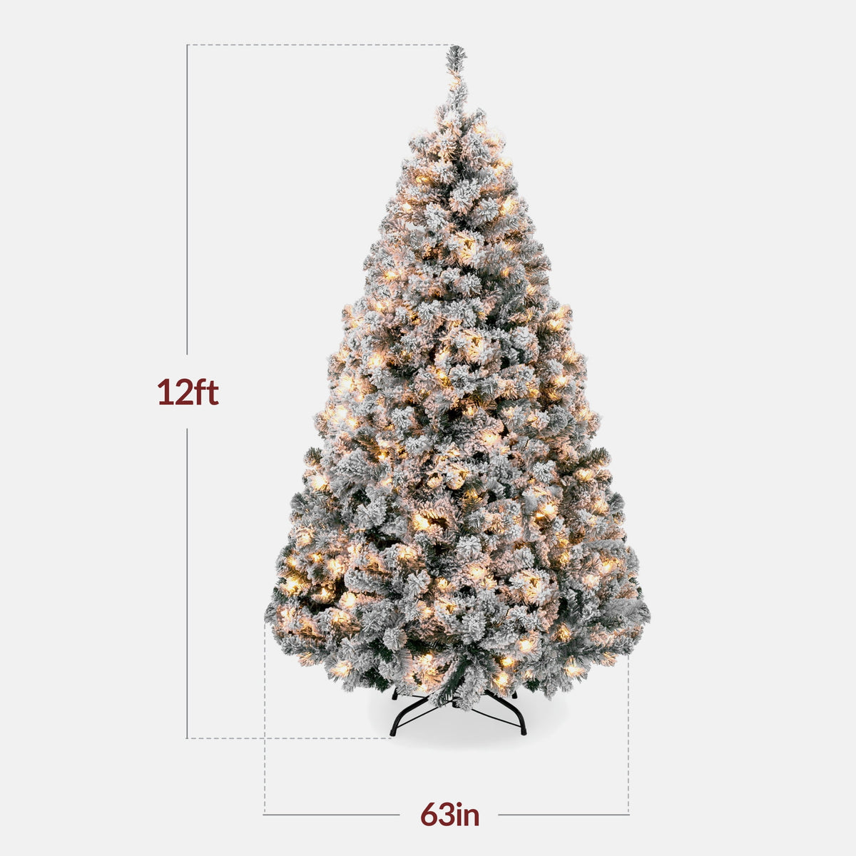 Best Choice Products 6ft Artificial Christmas Tree w/ Twinkling Lights, Full Flocked Pre-Lit Pine, 250 Lights