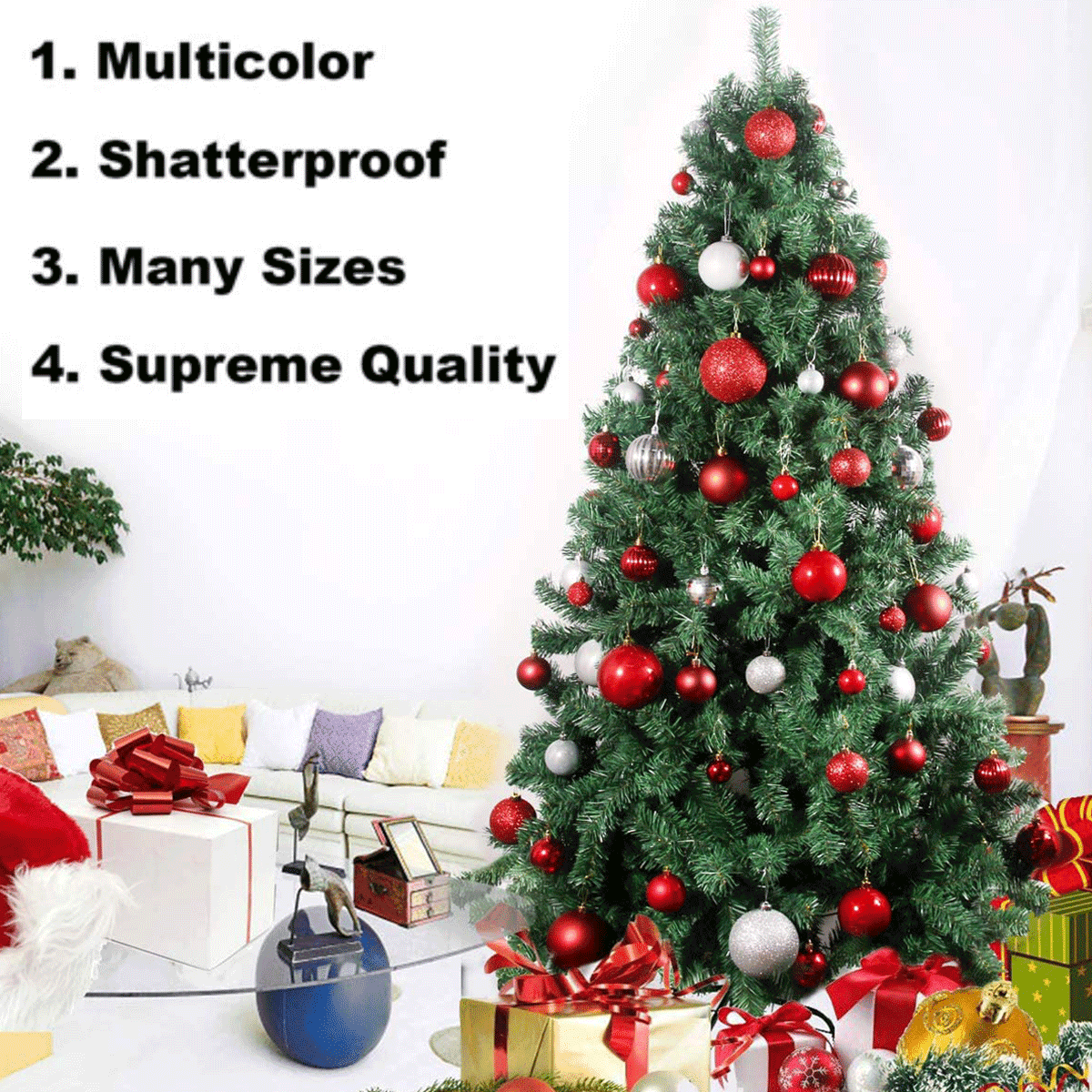 500Pcs Christmas Balls Ornaments for Christmas Tree Shatterproof Xmas Decors Hanging Ball Decorations