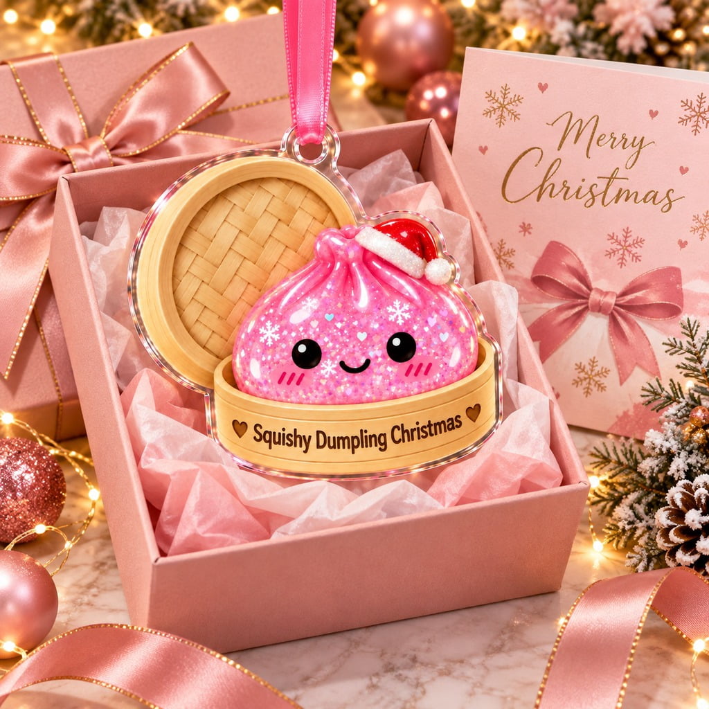 Christmas Ornament Pink Squishy Dumpling Tree Hanging for Cute Squishy Lovers