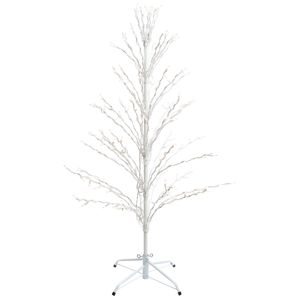 Northlight 4' White Lighted Christmas Cascade Twig Tree Outdoor Decoration - Clear Lights