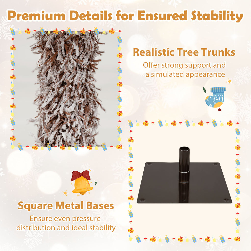 Costway 3' 4' 5' Artificial Christmas Tree Set with 30 + 50 + 70 LED Lights Holiday Decoration Tree